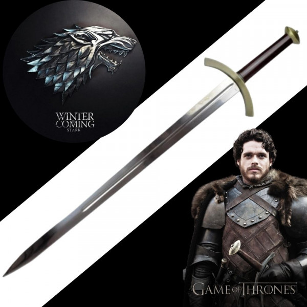 Mечът на Роб Старк от Игра на тронове Game or Thrones, с поставка за стена, 104 см., незаточен